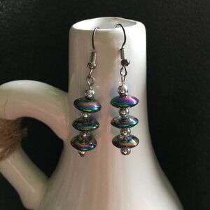 Rainbow Disc Bead Earrings – Lightweight Dangle Jewelry